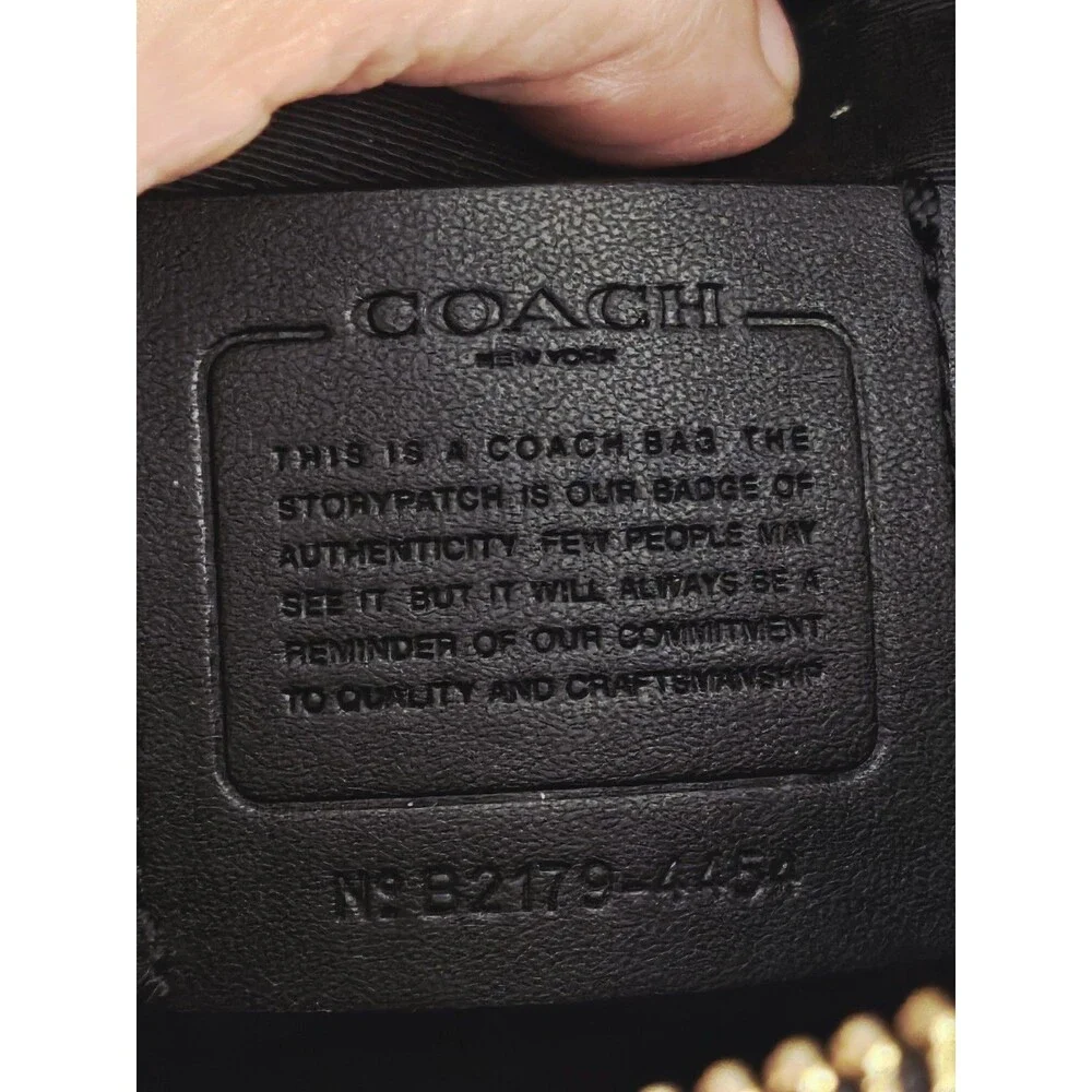 Coach Medium Leather Shoulder Bag Black - Picture 10 of 12